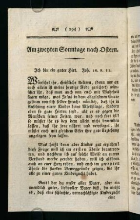294-310, Am zweyten Sonntage nach Ostern.