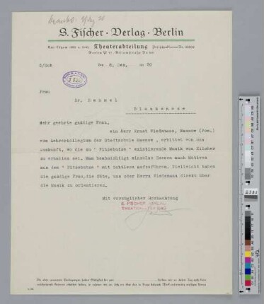Brief an Ida Dehmel