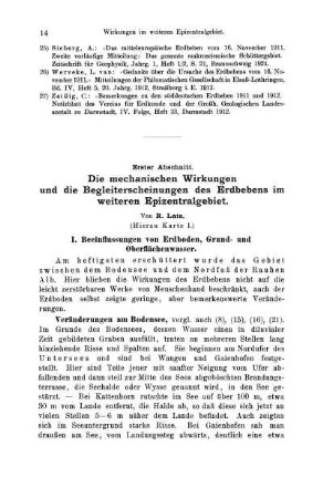 I. Beeinflussungen von Erdboden, Grund- und Oberflächenwasser.