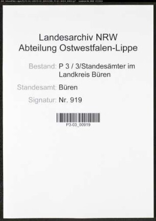 Heiratsregister Standesamt Büren