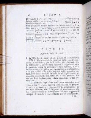 Capo II. Algoritmo delle Frazioni.