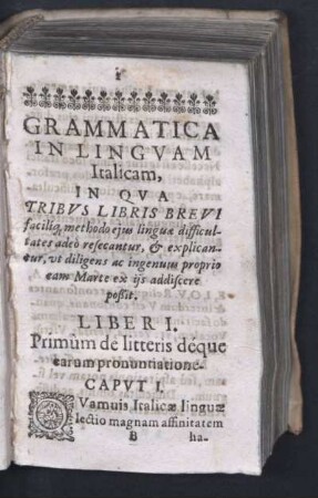 Liber I. Primum de litteris deque earum pronuntiatione.