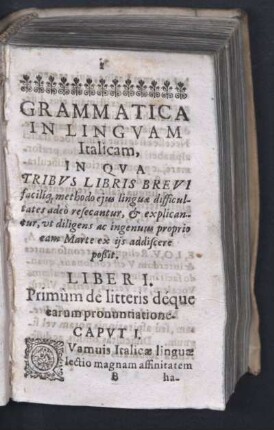 Liber I. Primum de litteris deque earum pronuntiatione.