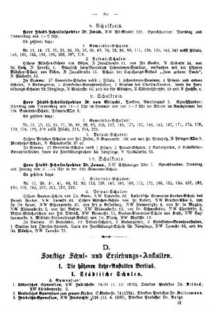 D. Sontige Schul- und Erziehungs-Anstalten
