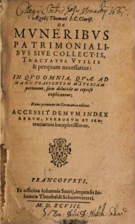 Tractatus de muneribus patrimonialibus seu collectis