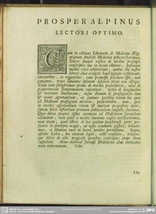 Prosper Alpinus Lectori Optimo