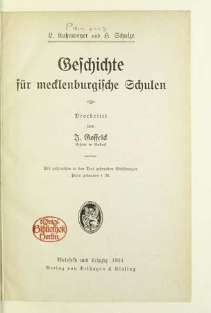 Geschichte für mecklenburgische Schulen