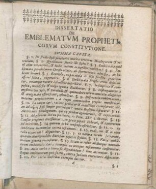 Dissertatio De Emblematvm Propheticorvm Constitvtione.