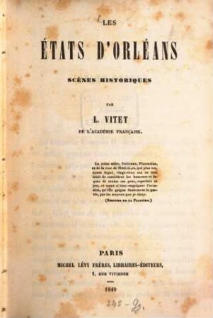 Les états d'Orléans, scènes historiques