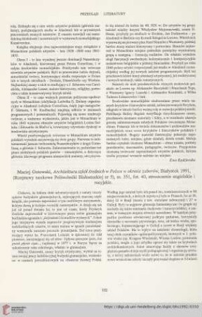 54: [Rezension von: Maciej Gutowski, Architektura szkól średnich w Polsce w okresie zaborów]
