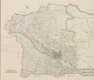 Plan von Staufen, 1:5000; gef. v. J. Herzog, Vermessungsdirektor, Freiburg; Druck mit kol. Handzeichnung
