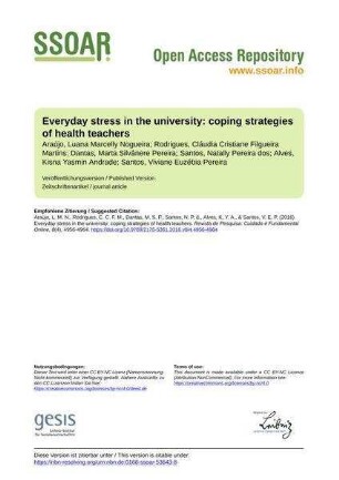 Everyday stress in the university: coping strategies of health teachers