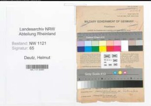Entnazifizierung Helmut Deutz , geb. 14.08.1911 (Filmvorfuehrer)