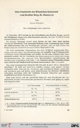 Neue Folge 24: Eine Fundstelle der Römischen Kaiserzeit von Benther Berg, Kr. Hannover