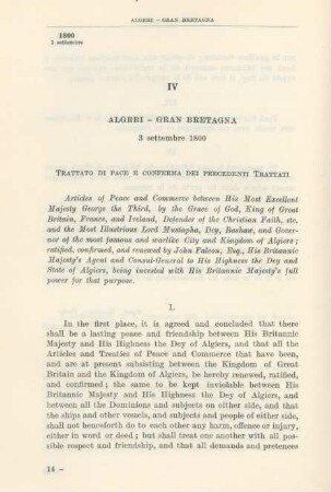IV Algeri - Gran Bretagna 3 settembre 1800