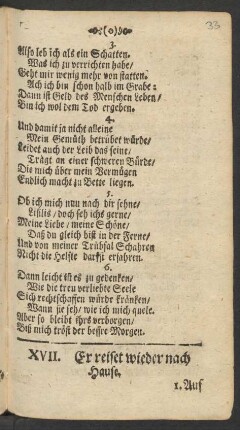 XVII. Er reiset wieder nach Hause