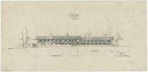 Gsaenger, Gustav; An der Isar (Bayern); Hotel Fallerhof, Neubau - Vorprojekt, Westseite (Ansicht)