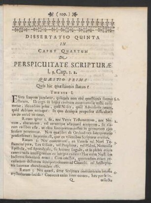 Quaestio Prima. Quis hic quaestionis status?