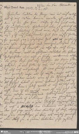 Eigenh. Brief von Dorothea von Schlegel an August Wilhelm von Schlegel, Wien, 08.11.1808