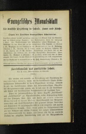 Konfessionslose und paritätische Schulen : (Schluß)