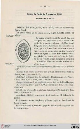 Séance du Comité du 7 septembre 1868