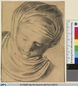 Frauenkopf mit Turban, nach unten blickend