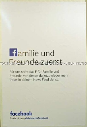 Plakatwerbung des sozialen Netzwerks Facebook für die Möglichkeit der persönlichen Datenschutzeinstellungen und Sicherungsmaßnahmen durch die Nutzer.