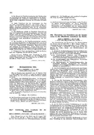 Weihnachtsferien 1944 : [Amtliche Erlasse] ; [Amtlicher Teil]