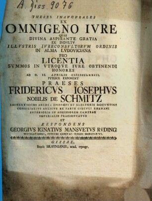 Theses Inaugurales Ex Omnigeno Iure