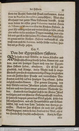 Cap. V. Von der Egyptischen Historie
