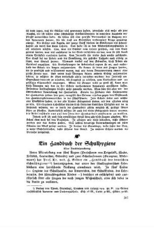 Ein Handbuch der Schulhygiene : eine Buchbesprechung