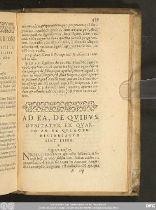 Ad Ea, De Quibus Dubitatur Ex Quarto An Ex Quincto Historiarum Sint Libro.