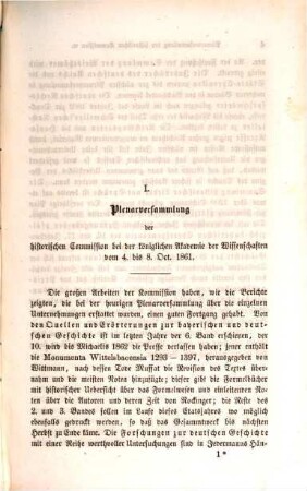 Nachrichten von der Historischen Commission bei der Königlich Bayerischen Akademie der Wissenschaften. 3, 3. 1861/62, 1 - 5