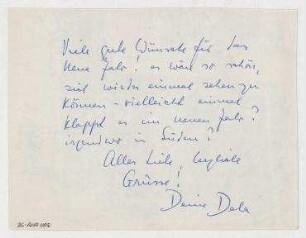 Briefkarte von Dela Blakmar an Vera Hausmann.Norberg/Schweden