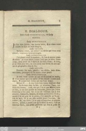 II. Dialogue. Entre Lady Spirituelle, & Lady Senseé.