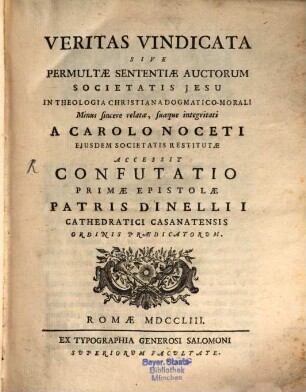 Veritas Vindicata, 1