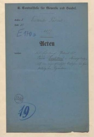 Patent des Louis Großkopf in Königsberg auf ein eigentümliches Verfahren der Herstellung von Zigaretten