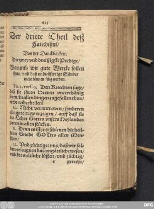 Der dritte Theil deß Catechismi/ Von der Danckbarkeit.