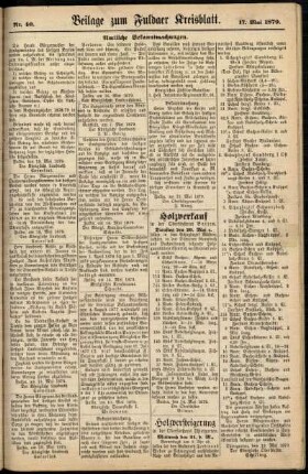 Zweite Ausgabe vom Samstag, den 17. Mai 1879.