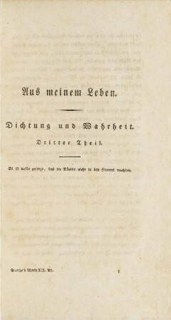 Aus meinem Leben. Dichtung und Wahrheit. Dritter Theil