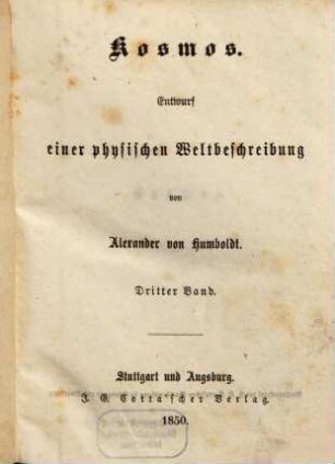 Kosmos : Entwurf einer physischen Weltbeschreibung, 3