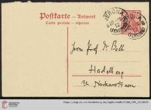 Karte von Aby Moritz Warburg an Franz Boll