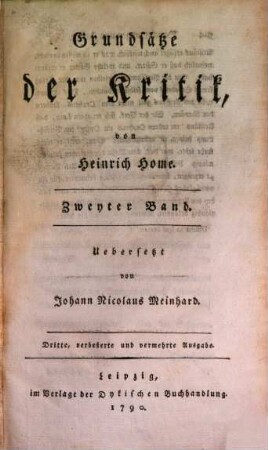 Grundsätze der Kritik, Zweyter Band