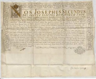 Kaiser Joseph II. verleiht Landgraf Ludwig Georg Karl von Hessen-Darmstadt die Kommandeurs-Würde des Stephans-Ordens