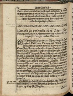 Memoria & Personalia oder Ehren Gedächtniß/ [...]