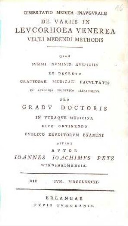 Dissertatio medica inavgvralis de variis in levcorhoea venerea virili medendi methodis