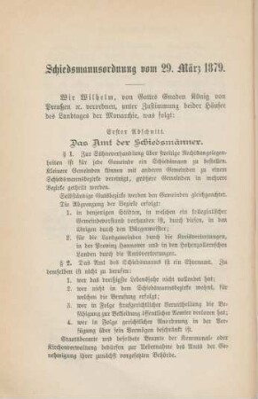 Schiedsmannsordnung vom 29. März 1879.