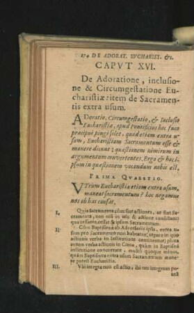 Caput XVI. De Adoratione, inclusione & Circumgestatione Eucharisiae ...
