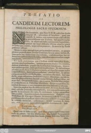 Praefatio Ad Candidum Lectorem, Philologiae Sacrae Studiosum.