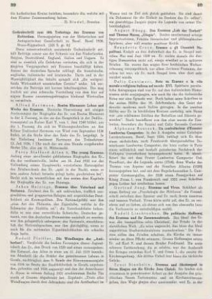 39 [Rezension] Gedenkschrift zum 400. Todestage des Erasmus von Rotterdam